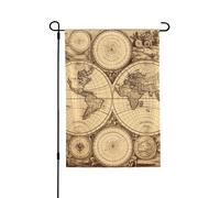 Drapeau de jardin 71,1 x 101,6 cm double face vertical, bannière de vacances, carte du monde ancien, drapeaux de jardin, petit drapeau de bienvenue en toile de jute pour extérieur, terrasse, cour