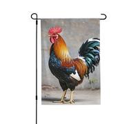 Drapeau de jardin 71,1 x 101,6 cm double face vertical, bannière de vacances, coq, drapeaux de jardin, petit drapeau de bienvenue en toile de jute pour extérieur, terrasse, cour, pelouse, porche