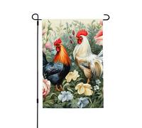 Drapeau de jardin 71,1 x 101,6 cm double face vertical, bannière de vacances, coq, drapeaux de jardin, petit drapeau de bienvenue en toile de jute pour extérieur, terrasse, cour, pelouse, porche