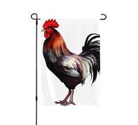 Drapeau de jardin 71,1 x 101,6 cm double face vertical, bannière de vacances, coq, drapeaux de jardin, petit drapeau de bienvenue en toile de jute pour extérieur, terrasse, cour, pelouse, porche