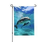 Drapeau de jardin 71,1 x 101,6 cm double face vertical, bannière de vacances, dauphin marin, drapeaux de jardin, petit drapeau de bienvenue en toile de jute pour extérieur, terrasse, cour, pelouse