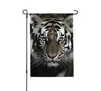 Drapeau de jardin 71,1 x 101,6 cm double face vertical, bannière de vacances, drapeau de jardin tigre noir et blanc, petit drapeau de bienvenue en toile de jute pour extérieur, terrasse, cour, pelouse