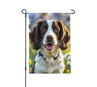 Drapeau de jardin 71,1 x 101,6 cm double face vertical, bannière de vacances, joli épagneul, drapeaux de jardin, petit drapeau de bienvenue en toile de jute pour extérieur, terrasse, cour, pelouse