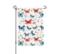 Drapeau de jardin 71,1 x 101,6 cm double face vertical, bannière de vacances, joli papillon, drapeaux de jardin, petit drapeau de bienvenue en toile de jute pour extérieur, terrasse, cour, pelouse