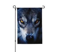 Drapeau de jardin 71,1 x 101,6 cm double face vertical, bannière de vacances, yeux de loup, petit drapeau de bienvenue en toile de jute pour extérieur, terrasse, cour, pelouse, porche