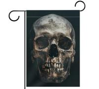 Drapeau de jardin 71,1 x 101,6 cm, drapeau de bienvenue double face pour mariage, maison, extérieur, décoration de jardin, tête de mort humaine