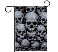 Drapeau de jardin 71,1 x 101,6 cm, drapeau de bienvenue double face pour mariage, maison, extérieur, décoration de jardin, tête de mort humaine
