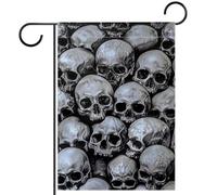 Drapeau de jardin 71,1 x 101,6 cm, drapeau de bienvenue double face pour mariage, maison, extérieur, décoration de jardin, tête de mort humaine effrayante