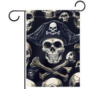 Drapeau de jardin 71,1 x 101,6 cm, drapeau de bienvenue double face pour mariage, maison, extérieur, décoration de jardin, tête de mort humaine, chapeau de pirate en os