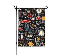 Drapeau de jardin 71,1 x 101,6 cm, drapeau de cour double face, peinture abstraite et mots pour décoration de jardin pour la maison