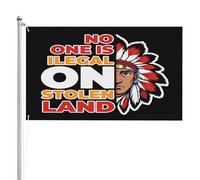 Drapeau de jardin 90 x 150 cm « Aucun être humain n'est illégal sur une terre volée » (3 x 5 pi) - Anti-ICE - Contre les immigrants - Décoration extérieure - Double face - 3 couches