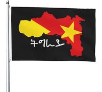 Drapeau de Jardin 90X150cm, Carte du drapeau de la région du Tigré Renforcé Drapeau de Pirate Résistant à la Décoloration Bannière Extérieure pour Fête Décorations Célébration