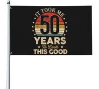 Drapeau de Jardin 90X150cm, Il m'a fallu 50 ans pour être aussi belle Décoratifs Drapeau Pirate Personnalisé Bannière Extérieure pour Balcon Maison Bar