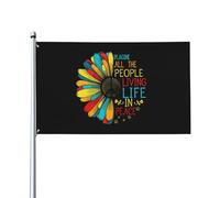Drapeau de Jardin 90X150cm, Imaginez que tout le monde imagine vivre une vie en paix Double Couture Drapeaux avec œillets Flags pour Décorations Fête Maison