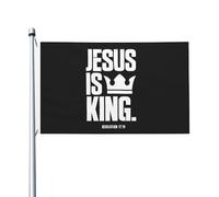 Drapeau de Jardin 90X150cm, Jésus est le roi du christianisme Couleurs Vives Drapeaux Double Couture Bannière Extérieure pour Intérieur Bar Extérieur