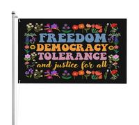Drapeau de Jardin 90X150cm, Liberté Démocratie Tolérance Tout Subtil Décoratifs Drapeau Renforcé Bruant pour Extérieur manif Fête