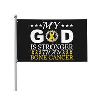 Drapeau de Jardin 90X150cm, Mon Dieu est plus fort que le combattant de la sensibilisation au cancer des os Personnalisé Drapeaux Renforcé Suspendus Fanion pour Bar manif Intérieur
