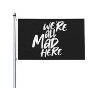 Drapeau de Jardin 90X150cm, Nous sommes tous fous ici Double Couture Drapeaux Résistant à la Décoloration Flags pour Extérieur Anniversaire Balcon