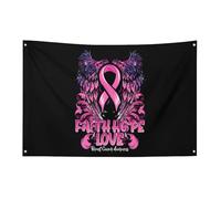 Drapeau de jardin à 4 trous avec ailes roses pour la sensibilisation aux survivants du cancer du sein, 90 x 150 cm, décoration d'intérieur et d'extérieur