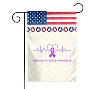 Drapeau de jardin à battements de cœur pour la sensibilisation à la violence domestique 12 x 18 pouces Drapeaux de jardin décoratifs double face pour la maison et l'extérieur