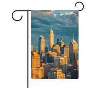 Drapeau de jardin « A Busy Town in The City » - 32,6 x 47,5 cm - Drapeau de jardin vertical double face - Décoration extérieure en lin - Pour la ferme, les vacances, la fête des mères