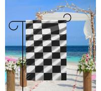 Drapeau de jardin à carreaux noir et blanc pour extérieur, 30,5 x 45,7 cm, drapeau de jardin printemps été, drapeau de jardin double face, panneau de bienvenue durable pour terrasse, pelouse, cour
