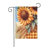 Drapeau de jardin à carreaux orange et jaune - 30 x 45 cm - Double face - Décoration extérieure - Motif tournesols
