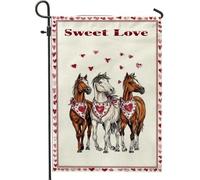 Drapeau de jardin à chevaux, bandanas romantiques rustiques en toile de jute rouge double face pour extérieur, porche, pelouse, terrasse, 30,5 x 45,7 cm