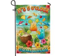 Drapeau de jardin à cocktail, parapluie tropical d'été en noix de coco bleu d'été double face en toile de jute décorative pour extérieur, porche, pelouse, terrasse, 30,5 x 45,7 cm