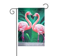 Drapeau de jardin à deux flamants roses double face 30,5 x 45,7 cm, drapeaux pour décorations de vacances en plein air, drapeau de cour durable