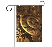 Drapeau de jardin à engrenages steampunk cool double face 30,5 x 45,7 cm, drapeau vertical en lin, drapeaux de maison durables pour fêtes de vacances décoratives en plein air