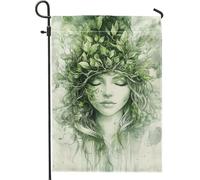 Drapeau de jardin à feuilles vertes printanières, bannière décorative inspirée de la nature pour décoration de pelouse extérieure, drapeau double face respectueux de l'environnement, 30,5 x 45,7 cm
