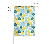 Drapeau de jardin à fleurs bleues et jaunes 30 x 45 cm vertical double face ferme vacances décorations extérieures drapeau de cour