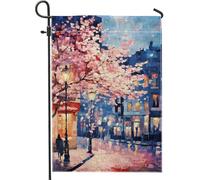 Drapeau de jardin à fleurs de cerisier, décoration extérieure florale de pêche, drapeau artistique double face pour terrasse, pelouse, beau drapeau de jardin paysager, 30,5 x 45,7 cm