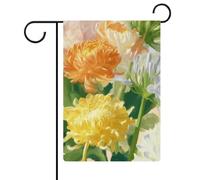 Drapeau de jardin à fleurs de chrysanthèmes et d'agapanthe en toile de jute double face 30,5 x 45,7 cm
