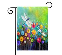 Drapeau de jardin à fleurs d'été, libellule, drapeau de maison, drapeau de bienvenue au printemps, 30,5 x 45,7 cm, drapeaux floraux double face pour terrasse, pelouse, maison, décoration extérieure