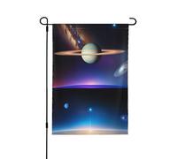 Drapeau de jardin à imprimé cosmique Saturne double face - Bannière de vacances à suspendre pour décoration de cour, panneau de bienvenue 71,1 x 101,6 cm