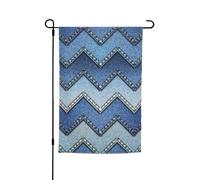Drapeau de jardin à imprimé denim bleu dégradé 30,5 x 45,7 cm, décoration extérieure pour cour, patio, porche et pelouse