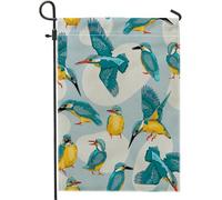 Drapeau de jardin à l'aquarelle - Printemps artistique - Joli panneau en lin bleu jaune - Décoration d'intérieur - Décoration murale pour extérieur, terrasse, jardin, intérieur - Taille standard de
