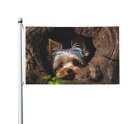 Drapeau de jardin « A Little Yorkshire Terrier Welcome » de 0,9 x 1,5 m, double face, ne se décolore pas, avec bannière extérieure en laiton, décoration pour cour, porche, pelouse