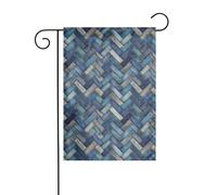 Drapeau de jardin à motif à chevrons - Carreaux de mosiac bleus - 30 x 45 cm - Vertical double face - Décoration extérieure de ferme