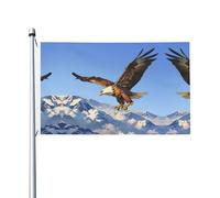 Drapeau de jardin à motif aigle Soars in the Sky double face, 91,4 x 152,4 cm, convient pour les porches, balcons, pelouses, suspension intérieure et extérieure, résistant à la décoloration, mât non