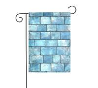 Drapeau de jardin à motif brique bleu pâle et argenté 30 x 45 cm vertical double face ferme vacances décorations extérieures drapeau de cour