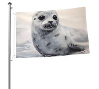 Drapeau de jardin à motif de phoque du Groenland, 60 x 90 cm, double face, avec œillets, pour décoration intérieure et extérieure.