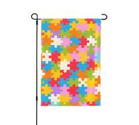 Drapeau de jardin à motif de puzzle autiste - 70 x 102 cm - Double face - En polyester résistant aux intempéries - Pour pelouse, terrasse, balcon, arrière-cour, décoration d'intérieur