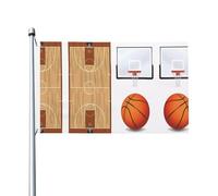 Drapeau de jardin à motif de terrain de basket-ball, drapeaux décoratifs double face, adaptés pour les pelouses, balcons, porches, etc.
