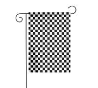 Drapeau de jardin à motif d'échiquier noir et blanc 30 x 45 cm vertical double face pour ferme vacances décorations extérieures drapeau de cour