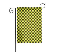 Drapeau de jardin à motif échiquier jaune et noir 30 x 45 cm vertical double face pour ferme vacances décorations extérieures drapeau de cour