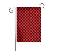 Drapeau de jardin à motif échiquier rouge et noir 30 x 45 cm vertical double face pour ferme vacances décorations extérieures drapeau de cour