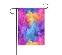 Drapeau de jardin à motif fumée arc-en-ciel 30 x 45 cm vertical double face ferme vacances décorations extérieures drapeau de cour